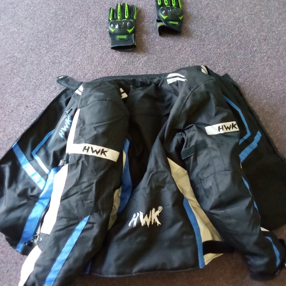 XL HWK Moto Jacket and Medium Moto Gloves